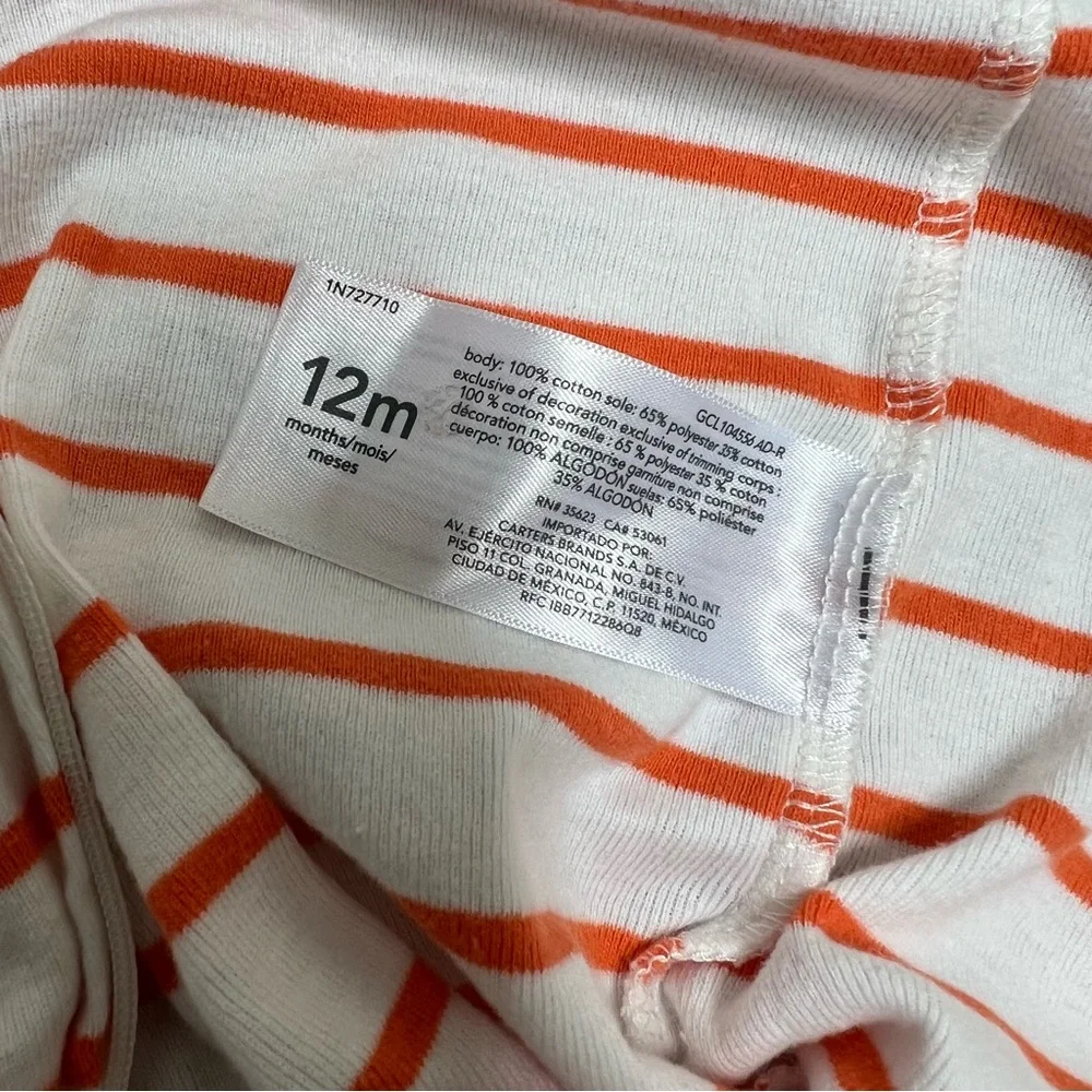 CARTERS HALLOWEEN ZIP UP FOOTED SLEEPER PUMPKIN 12MO